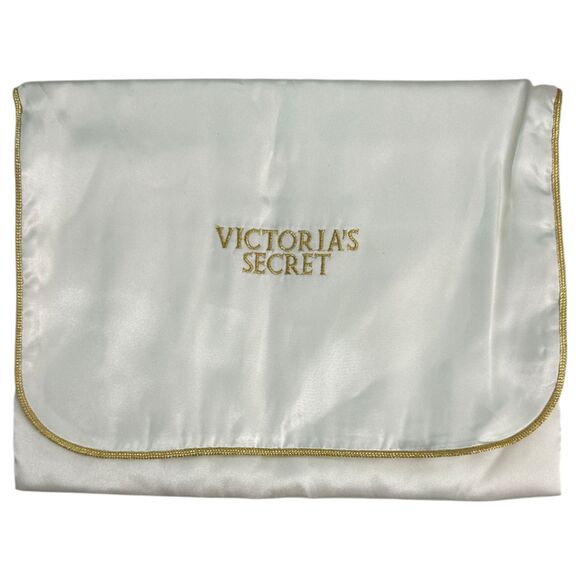 Victoria's Secret Gold Label Vintage Embroidered Logo Satin Lingerie Bag - Picture 1 of 4